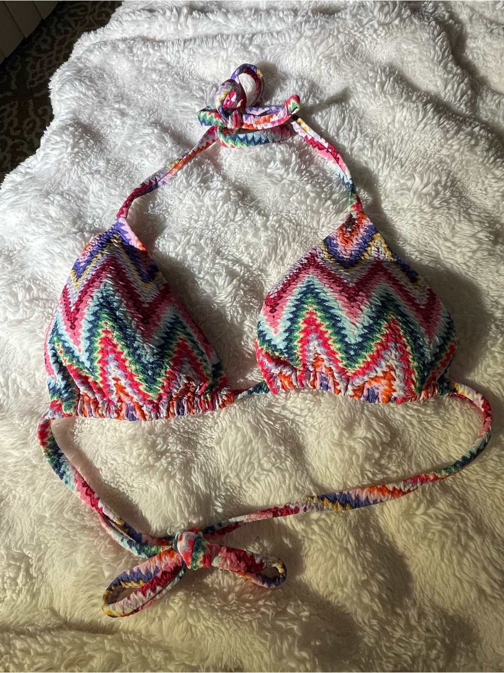 Multicolor Chevron Halter Swim Top